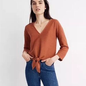 Textured tie-front crop shirt